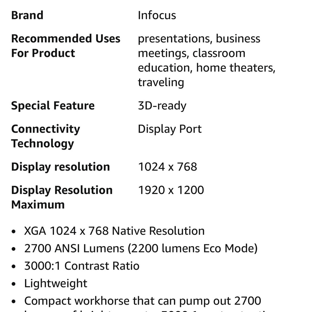 InFocus Black Projector - Picture 4 of 5